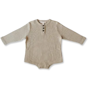 Ribbed Button Bodysuit | Natural