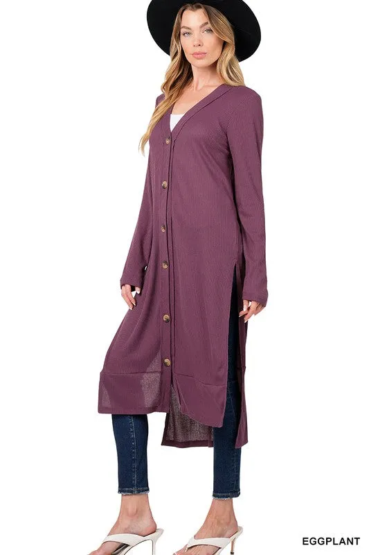 Ribbed Long Cardigan - Zenana