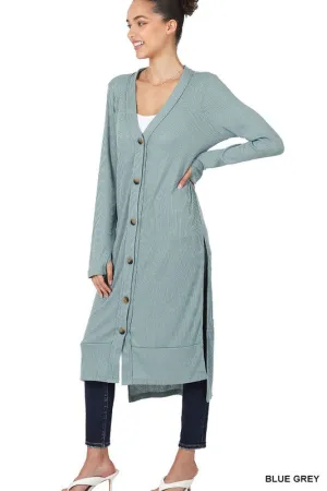 Ribbed Long Cardigan - Zenana