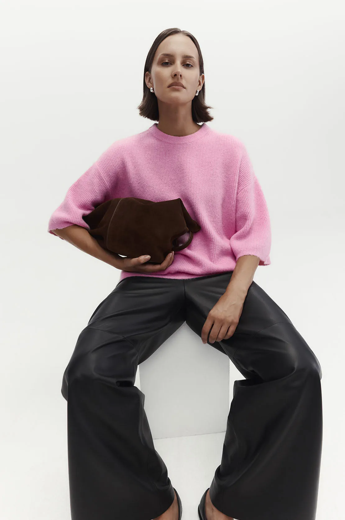 scanner ribbed tee sweater / candy floss pink