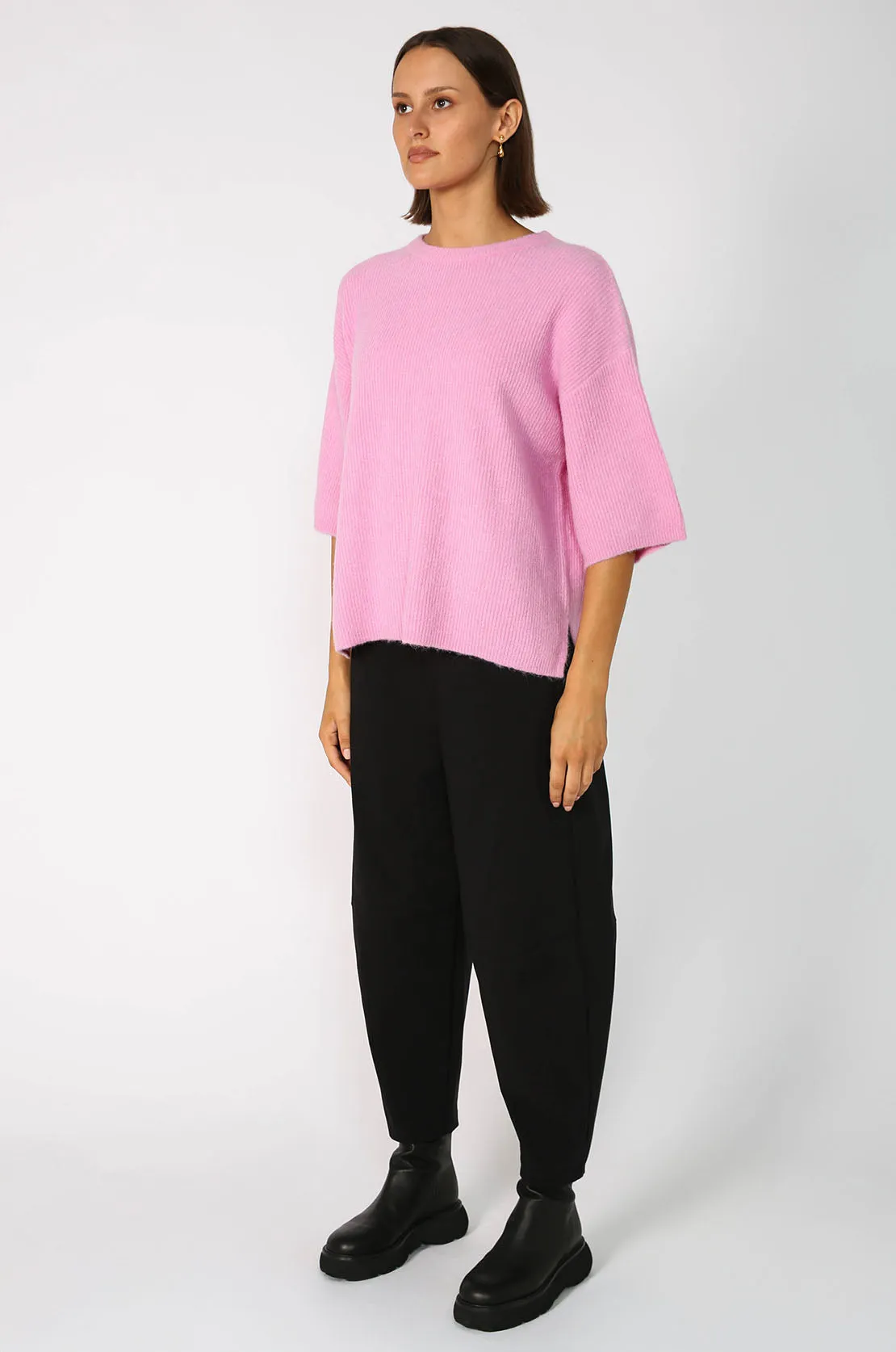 scanner ribbed tee sweater / candy floss pink