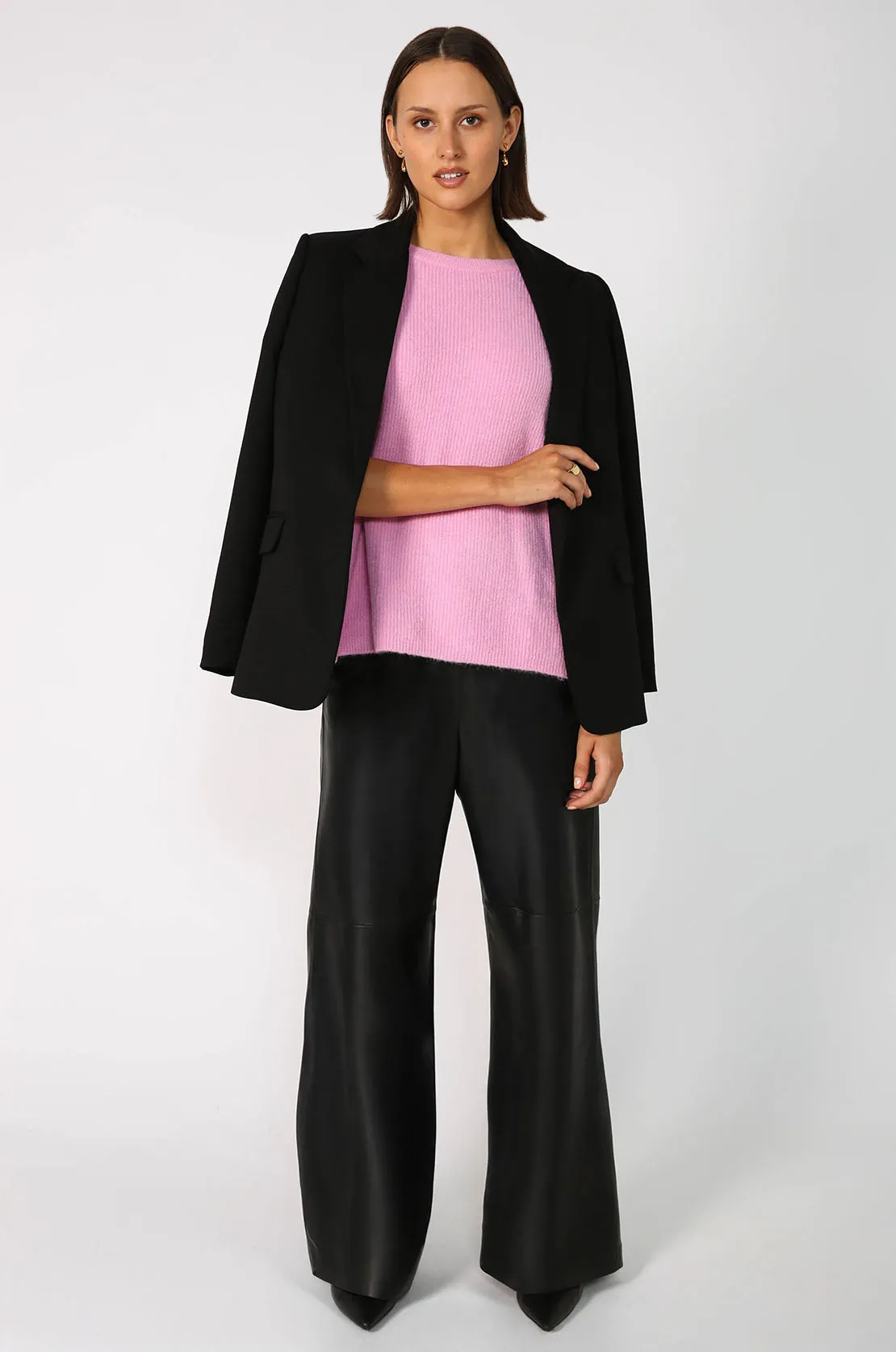 scanner ribbed tee sweater / candy floss pink