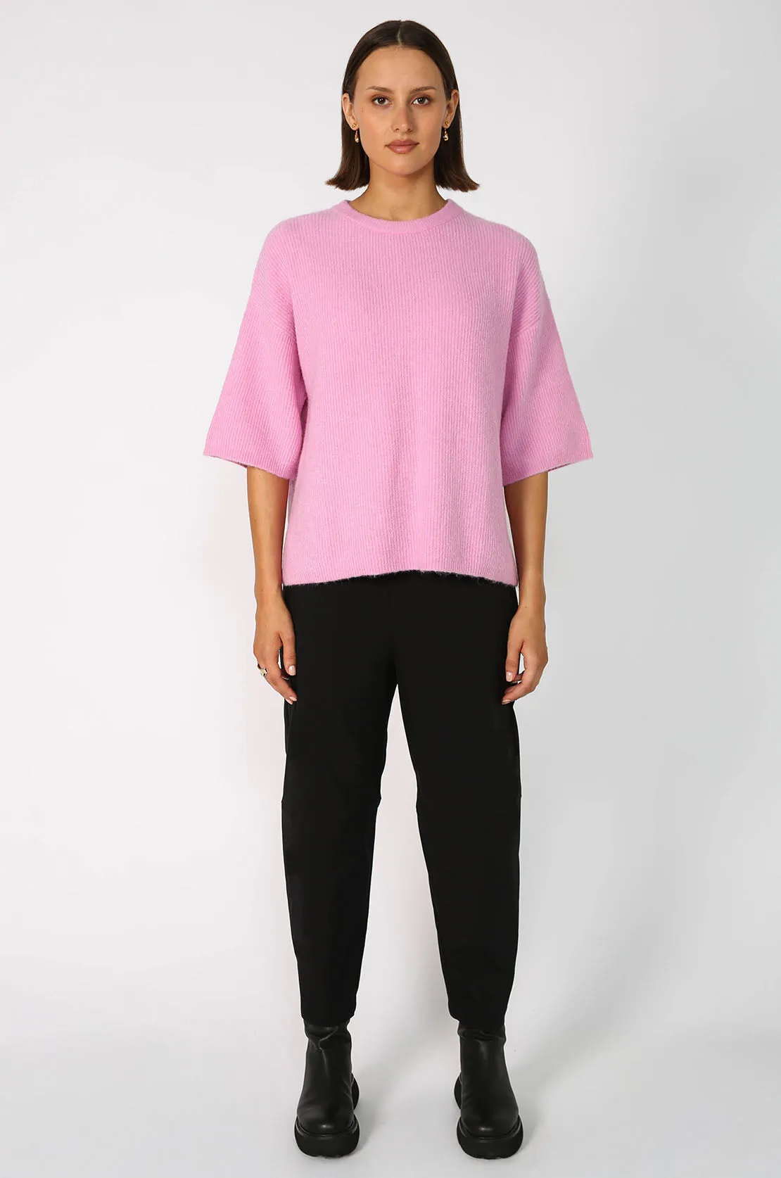 scanner ribbed tee sweater / candy floss pink