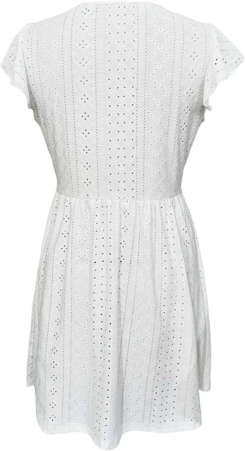 Short Eyelet Dress for Women Vacation Comfy Sleeveless Lace Mini Dresses Cute Prom Summer Outfit for Women 2025