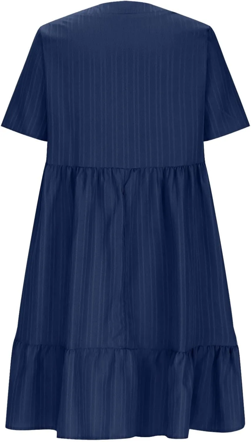 Summer Textured Dresses for Women Short Sleeve V Neck Trendy Sundress Casual Soft Boho Ruffle Dress Beachwear