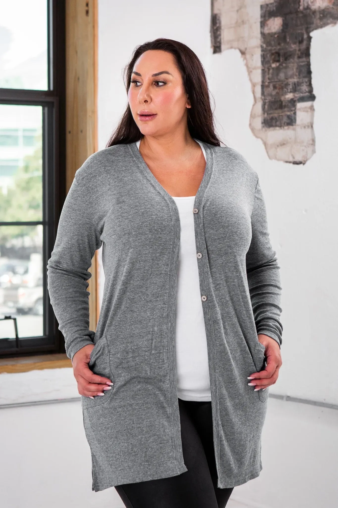 Triblend Rib Cardigan - Heather Grey
