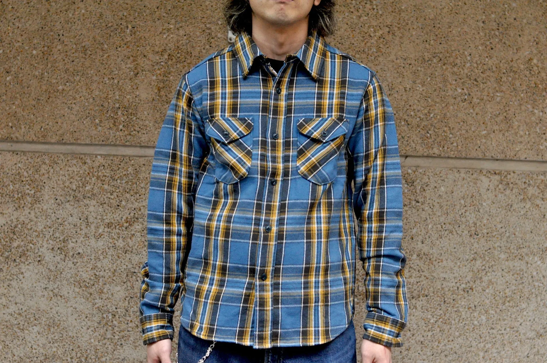 UES 14oz Heavyweight Selvage Flannel Workshirt (Stormy Sky)