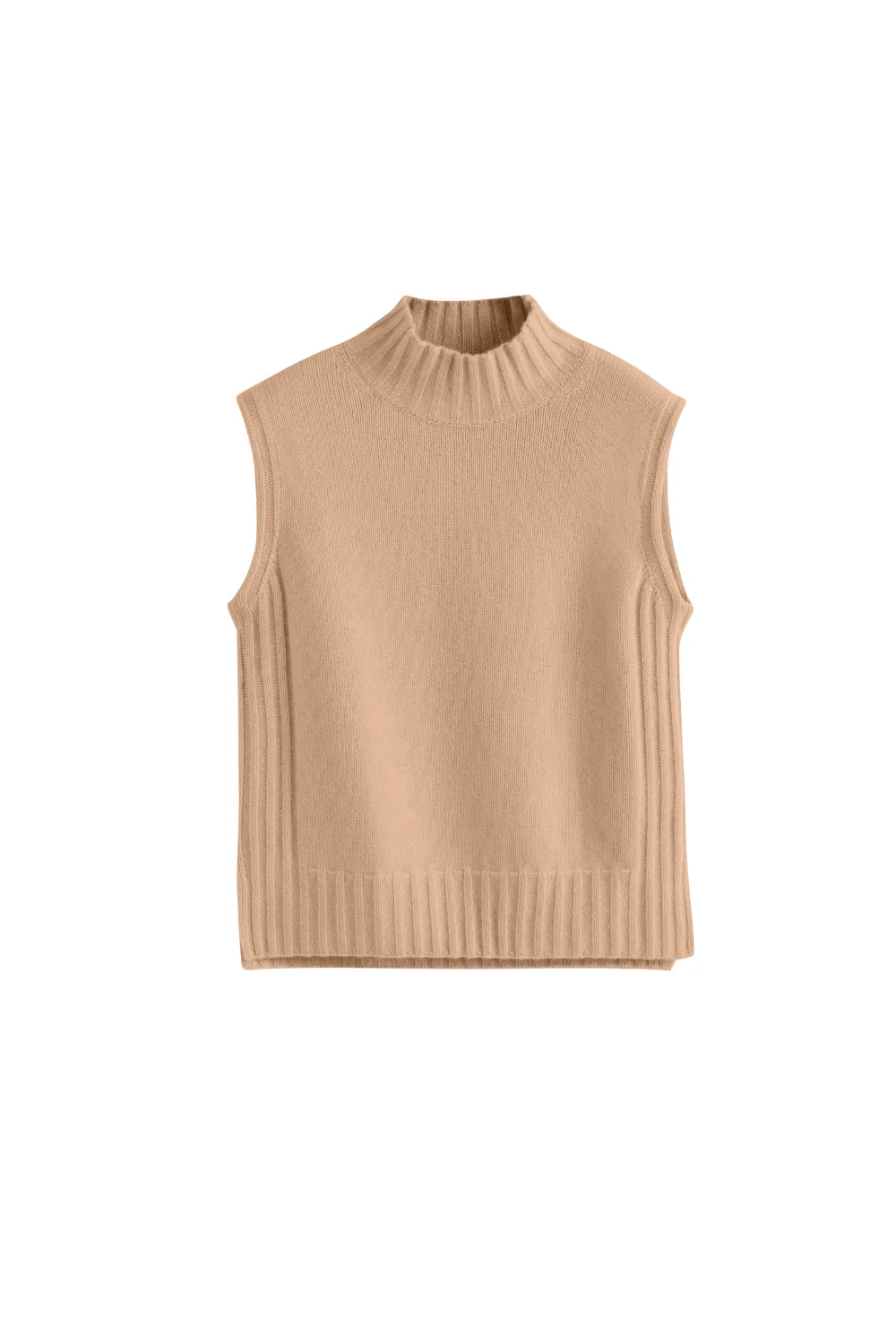 Warm-Beige Cashmere Funnel Tank