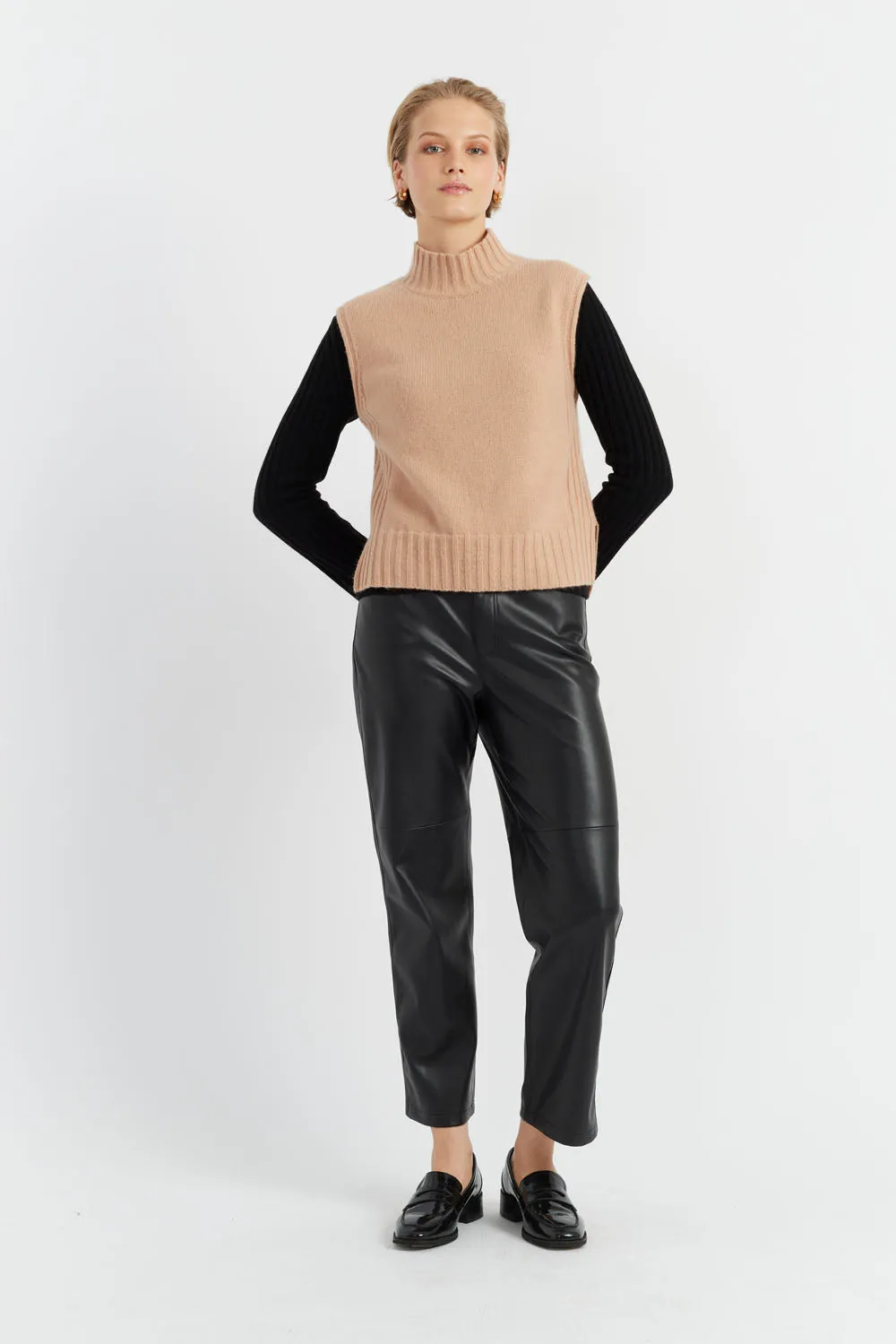 Warm-Beige Cashmere Funnel Tank