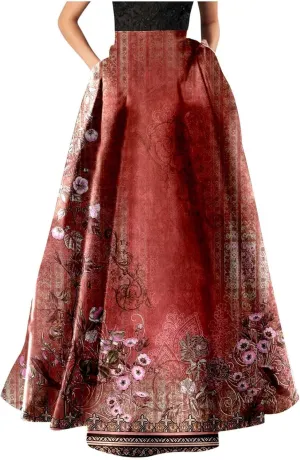 Womens Bohemian Flowy Floral Print Boho Long Maxi Skirts for Women Trendy Summer Casual Pleated Skirt Dress 2025
