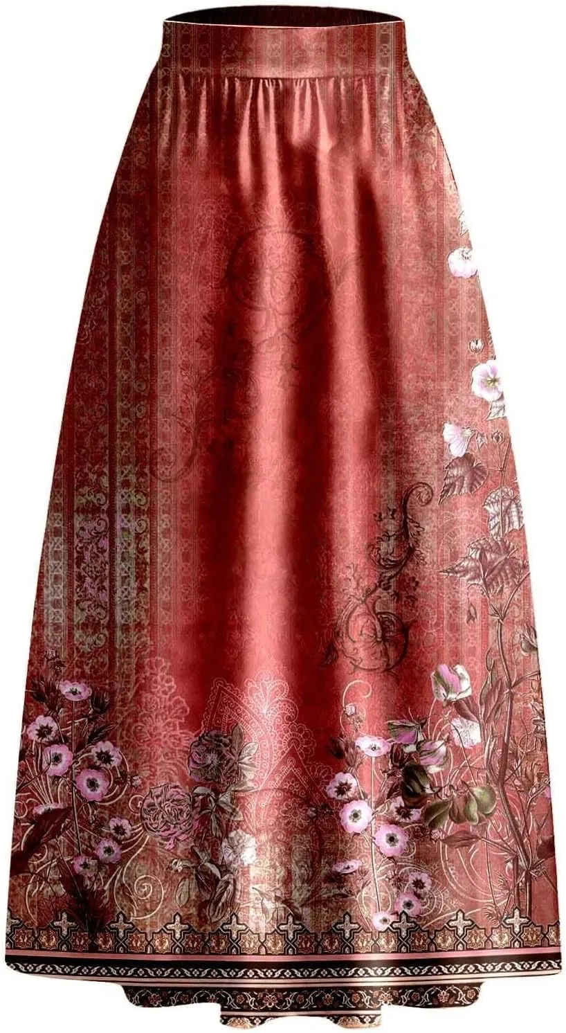 Womens Bohemian Flowy Floral Print Boho Long Maxi Skirts for Women Trendy Summer Casual Pleated Skirt Dress 2025
