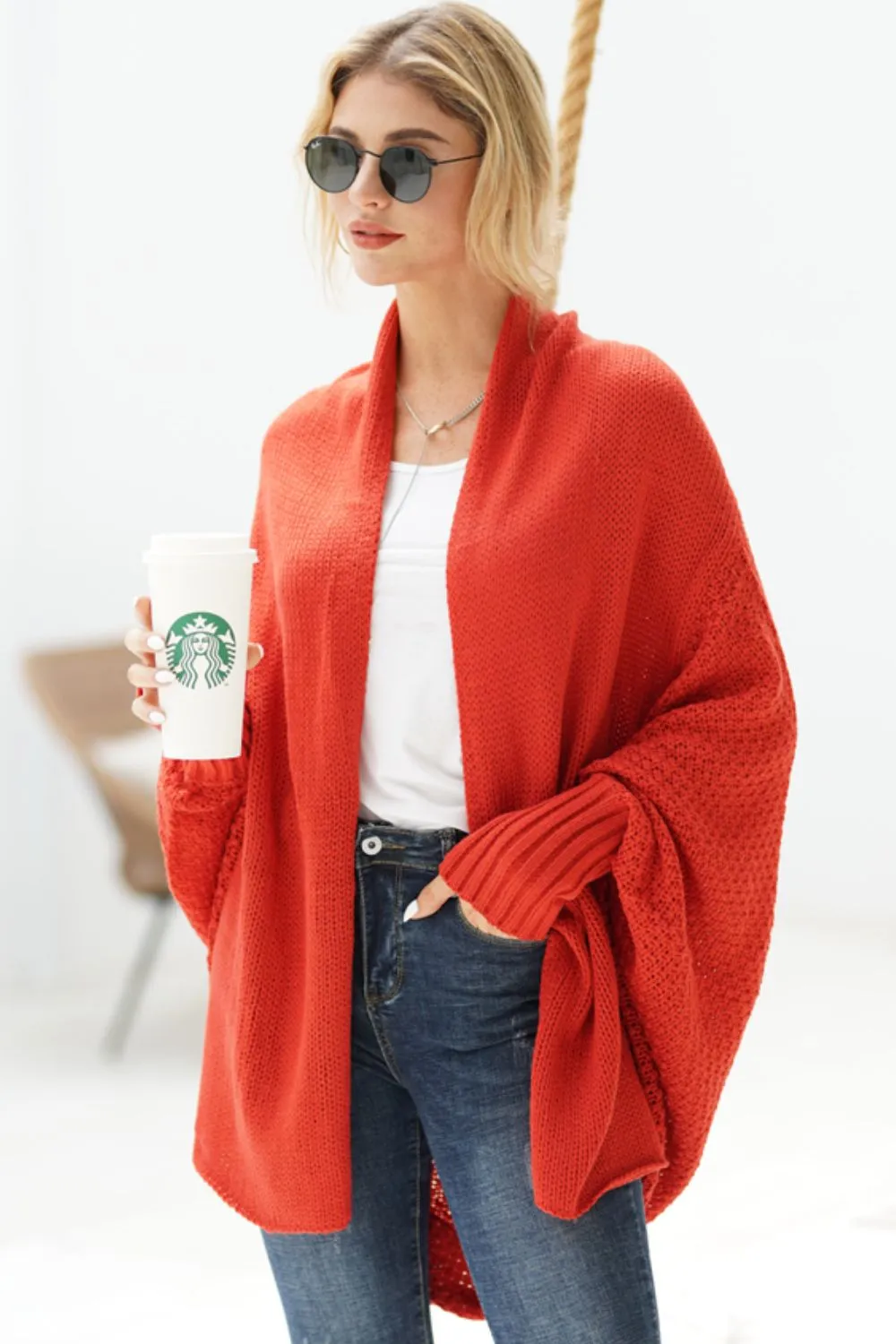 Women's Cardigan with Dolman Sleeves