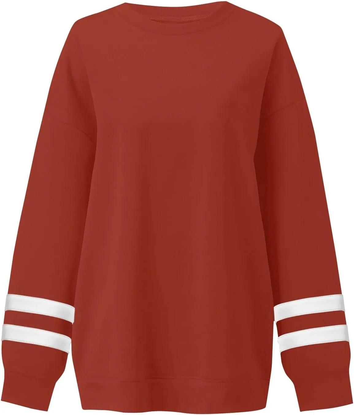 Women's Sweatshirts Loose Casual Trendy Long Sleeve Striped Printed Crew Neck Oversized Sports Sweatshirt Plus Size, S-5XL