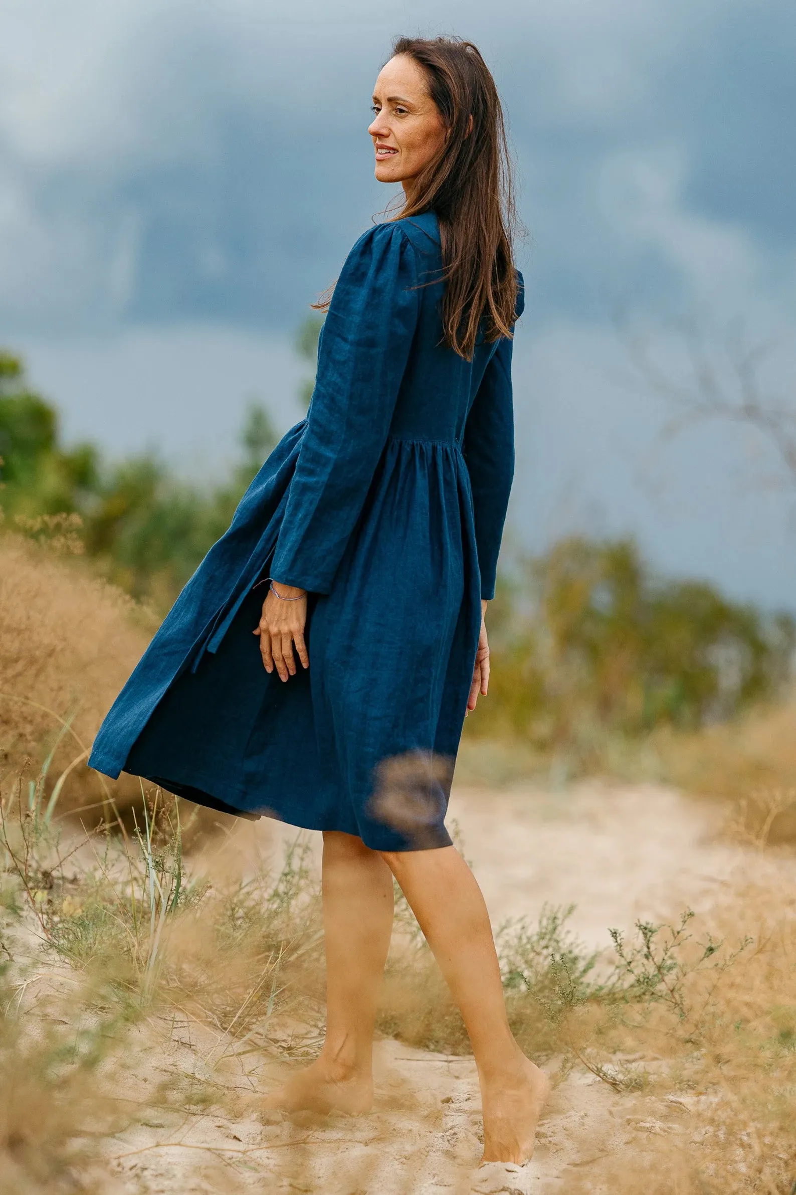Wrap Linen V Neck Dress VENICE