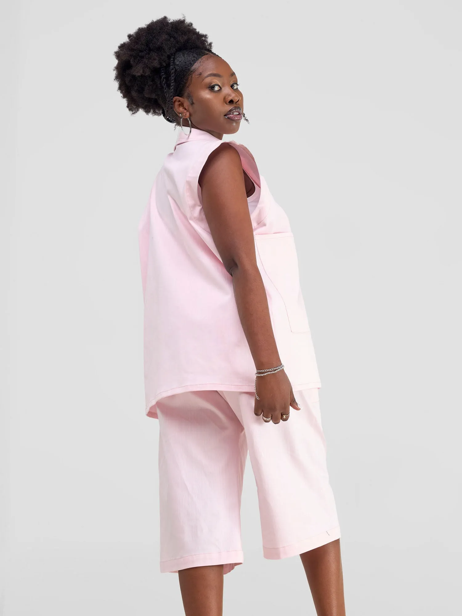 Zoya Banda Drop Shoulder Unisex Wide Jacket - Pink